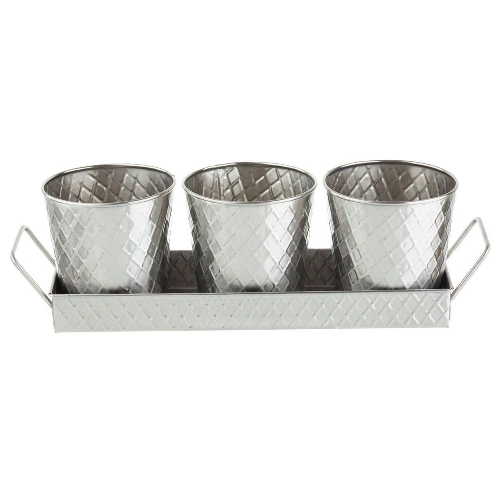 Tablecraft Lattice Collection Stainless Steel Four Piece Snack Set, 14.625 x 4.25 x 4.25 inch
