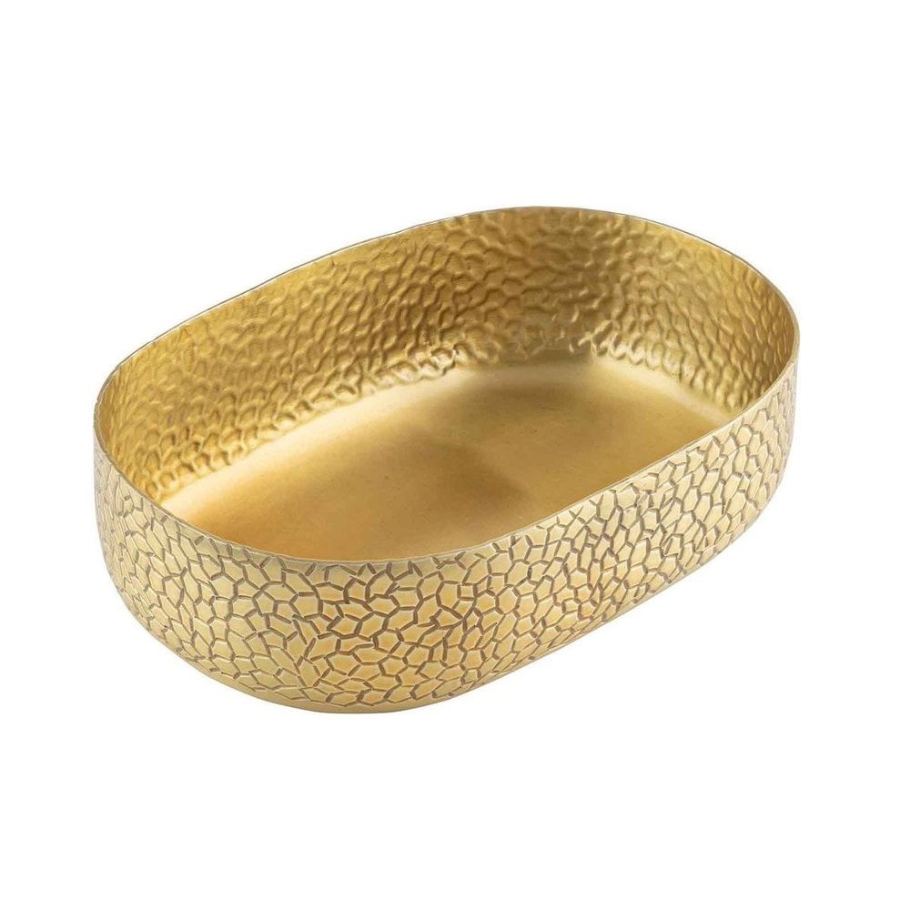 Tablecraft Crackle Collection Gold Powder Coated Oval Aluminum Bowl, 9.25 x 6.375 x 2.625 inch