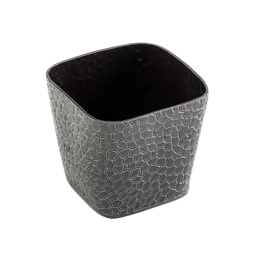 Tablecraft Crackle Collection Black Powder Coated Finish Square Snack Basket, 4 x 4 inch
