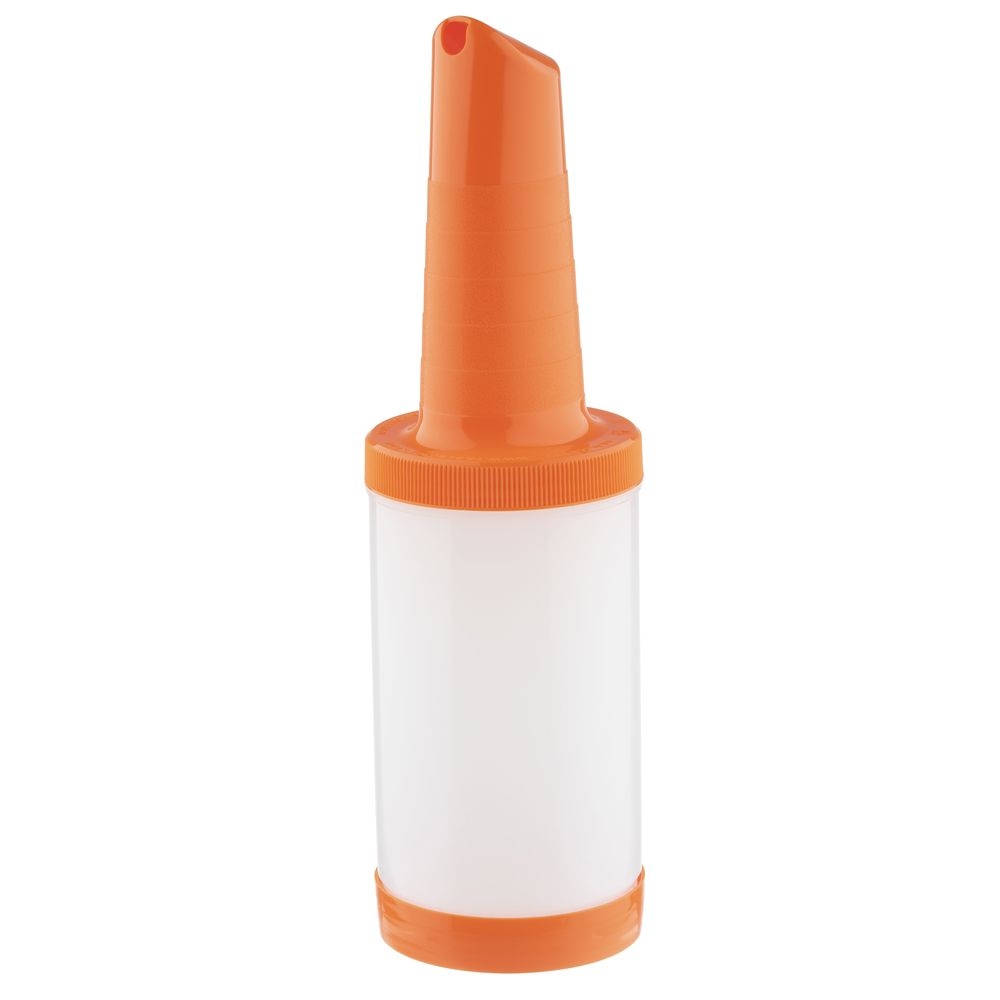 Tablecraft High Density Polyethylene Complete 1 Quart Orange One-Piece PourMaster, 3.6875 x 3.6875 x 12.5 inch -- 12 per case