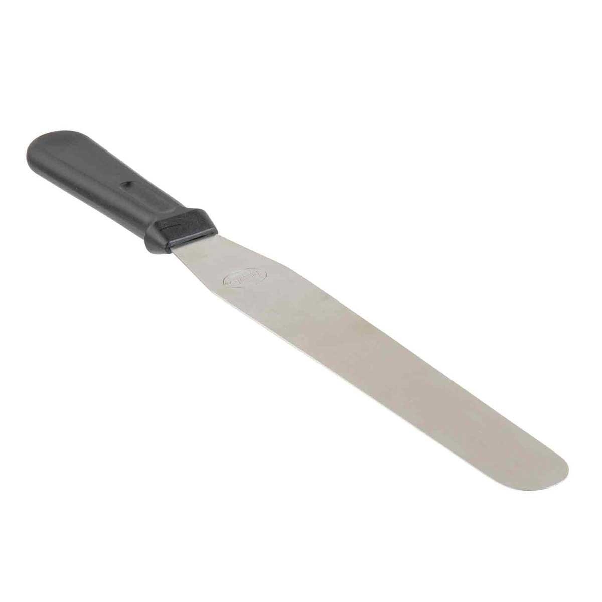 Tablecraft Stainless Steel Icing Spatula with Black Polypropylene Handle, 10 inch