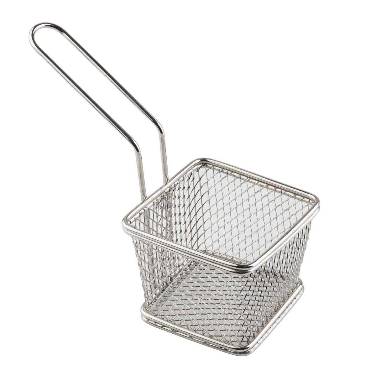 Tablecraft Stainless Steel Square Wire Serving Basket, 4 x 4 x 3 inch