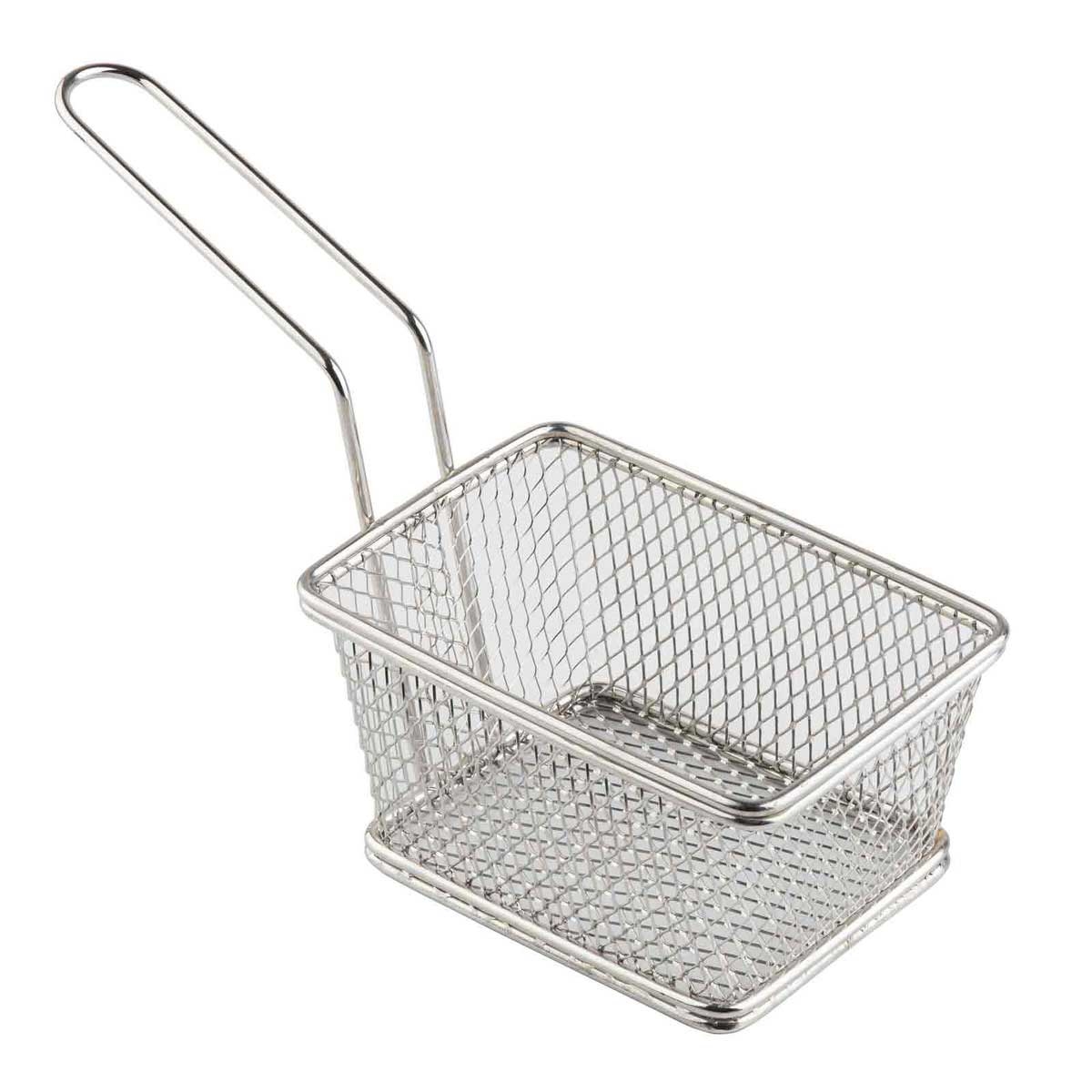 Tablecraft Stainless Steel Medium Rectangular Wire Serving Basket, 6 x 4 x 3 inch