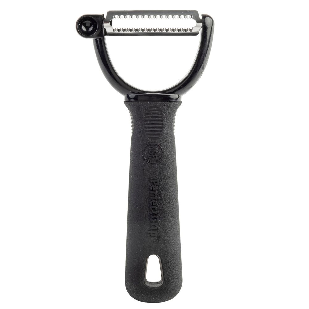 Tablecraft PerfectGrip 420J2 Stainless Steel Black Serrated Edge Y Peeler, 2.75 x .875 x 5.75 inch -- 12 per case