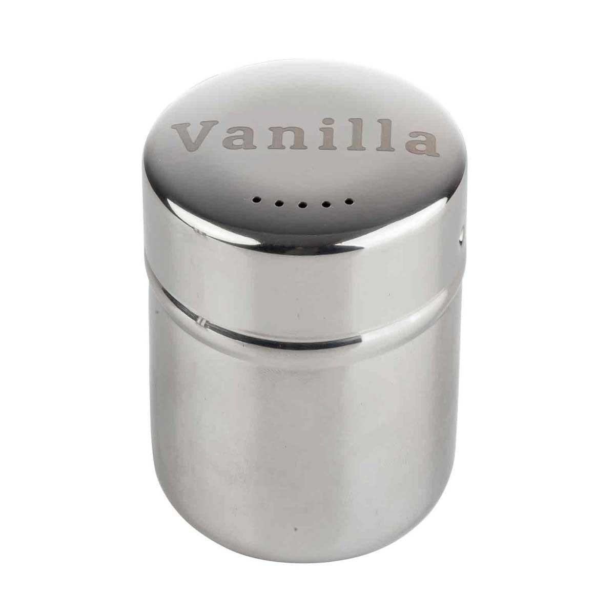 Tablecraft Stainless Steel Vanilla Shaker with Storage Cap, 6 Ounce Capacity