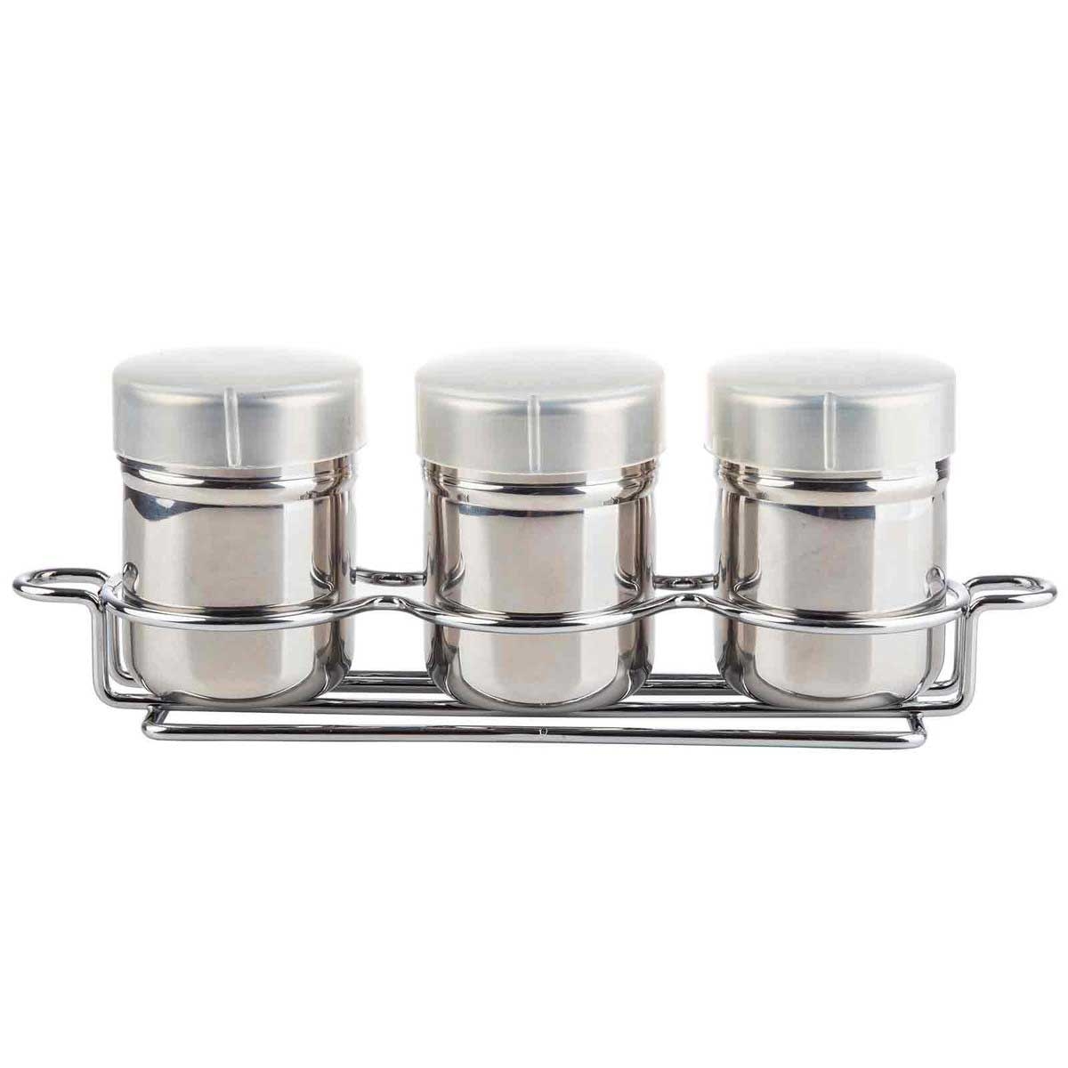 Tablecraft Stainless Steel 3 Piece Coffee Shaker Set with Rack, 6 Ounce Capacity