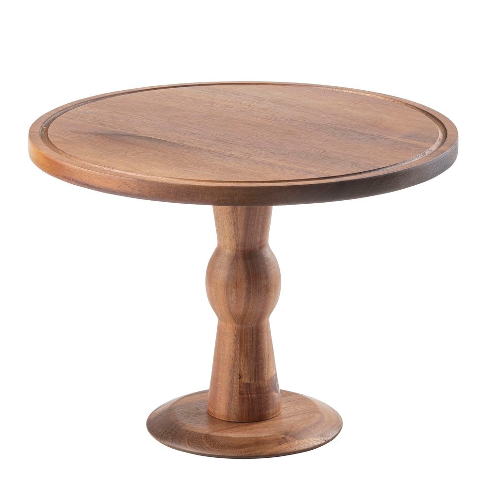 Tablecraft Acacia Collection Acacia Wood 9 inch Height Round Cake Stand, 12.5 x 12.5 x 9 inch