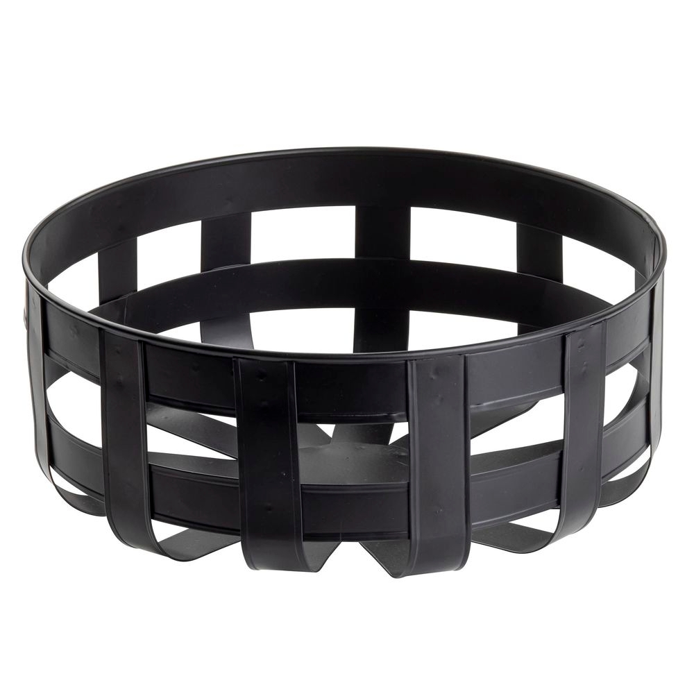 Tablecraft Forge Collection Galvanized Steel Black Round Basket, 10.25 x 10.25 x 4 inch