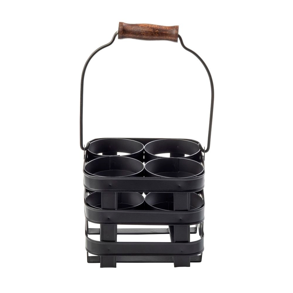 Tablecraft Forge Collection Black Painted Steel Squeeze Bottle Caddy - Holds 4 Bottles, 7.25 x 7 x 6.75 inch