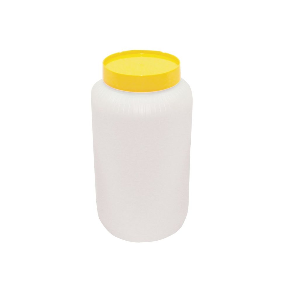 Tablecraft PourMaster High Density Polyethylene Yellow 0.5 Gallon Backup Mix Bottle, 4.875 x 4.875 x 8.75 inch -- 6 per case