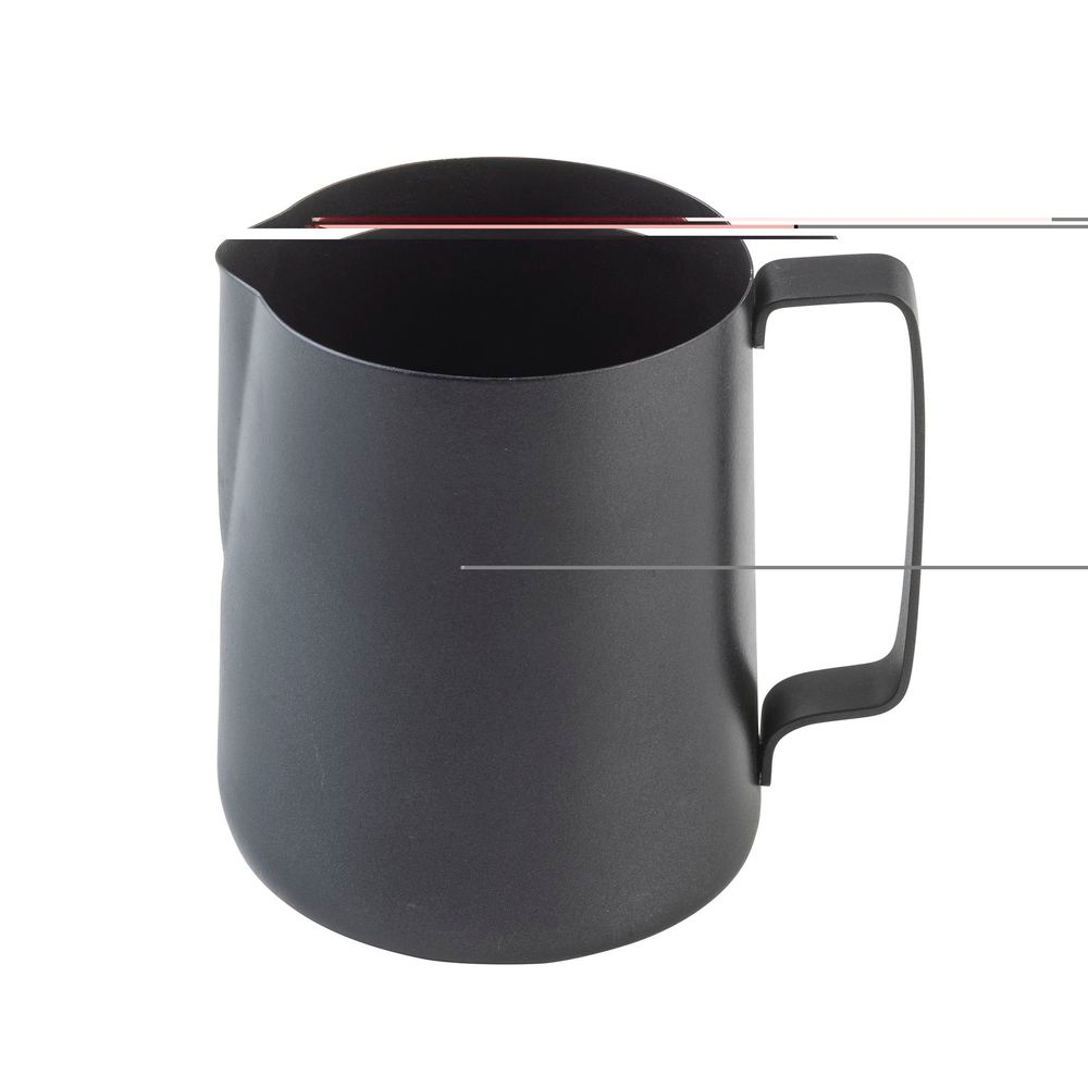 Tablecraft Stainless Steel Coated Vintage Black Finish Frothing Cup with Nonstick PTFE Finish Handle, 24 Ounce Capacity -- 12 per case
