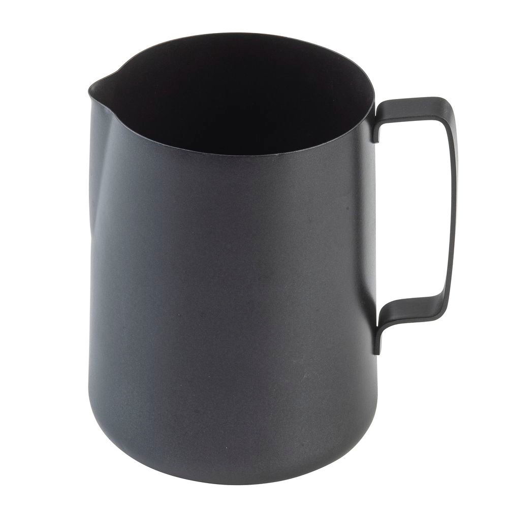 Tablecraft Stainless Steel Coated Vintage Black Finish Frothing Cup with Nonstick PTFE Finish Handle, 36 Ounce Capacity -- 12 per case