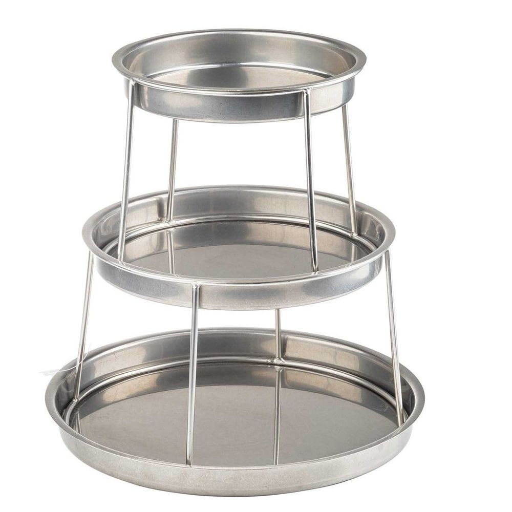 Tablecraft Stainless Steel Vintage Finish Round Three-Tiered Sharing Tower, 14 x 14 x 13.75 inch