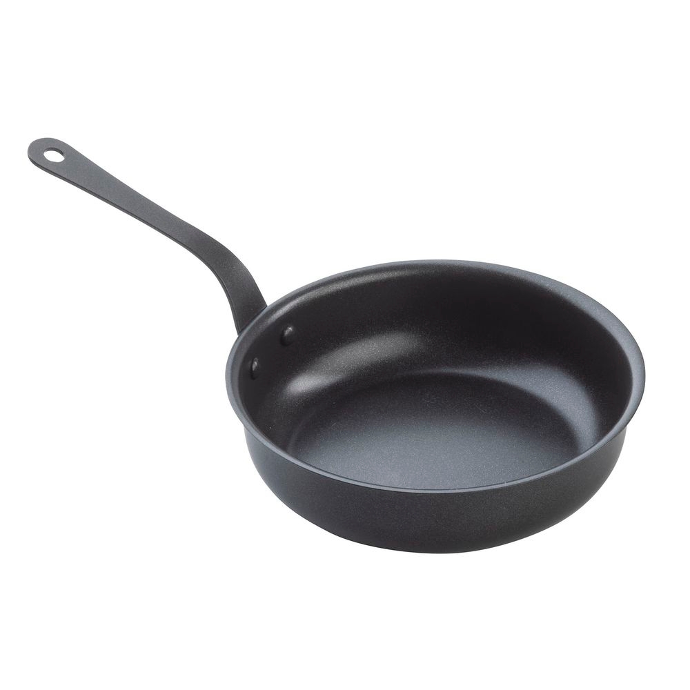 Tablecraft Non-Stick Coating Steel Black Round Mini Serving Fry Pan with Handles, 22 Ounce Capacity -- 12 per case