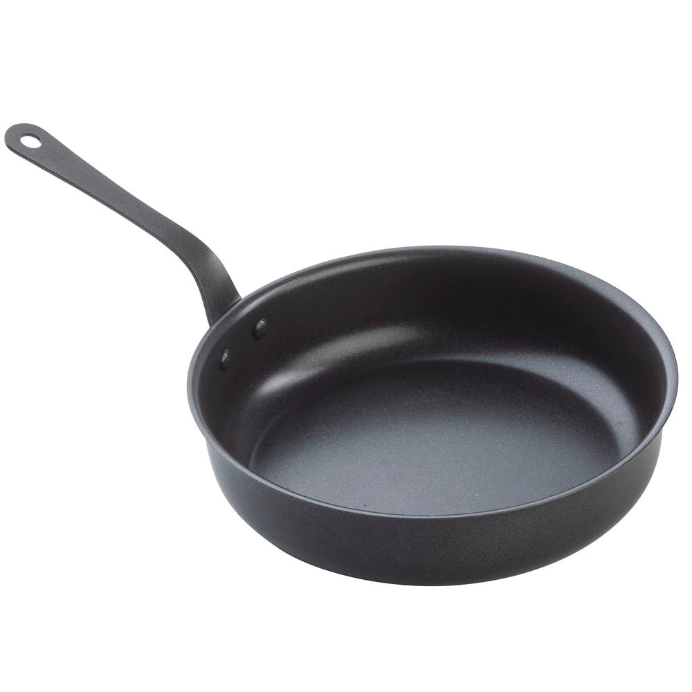 Tablecraft Non-Stick Coating Steel Black Round Mini Serving Fry Pan with Handles, 28 Ounce Capacity -- 12 per case