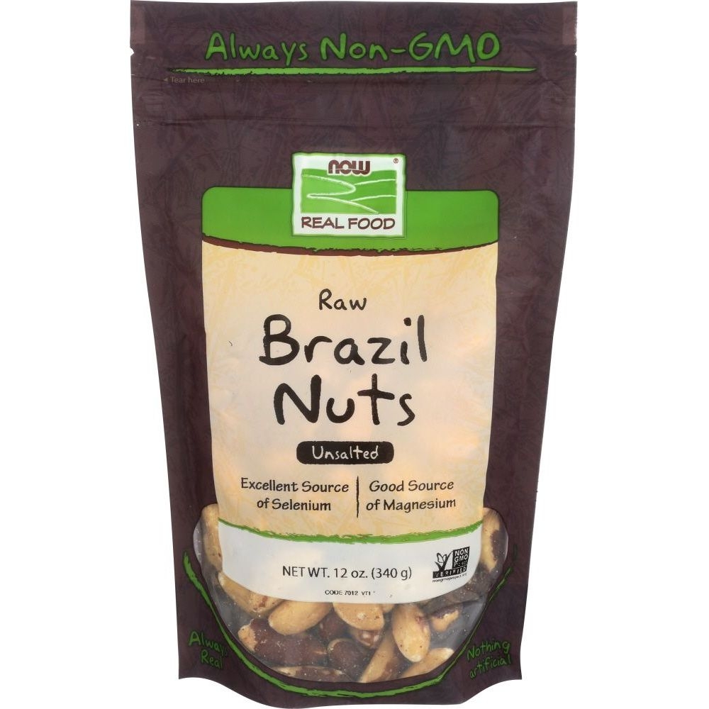 Now Brazil Whole and Unsalted Raw Brazil Nuts, 12 Ounce -- 12 per case