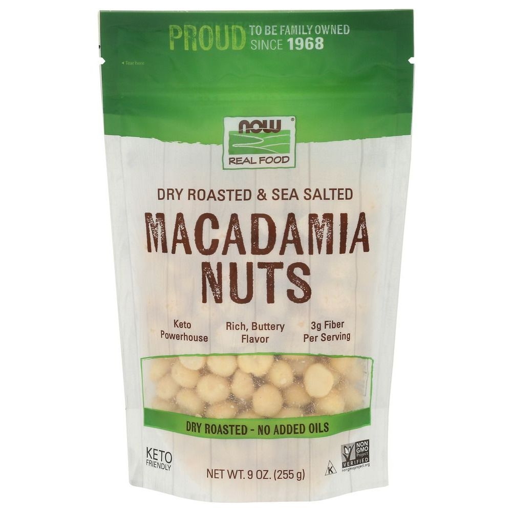 Now Dry Roasted and Sea Salted Macadamia Nuts, 9 Ounce -- 12 per case