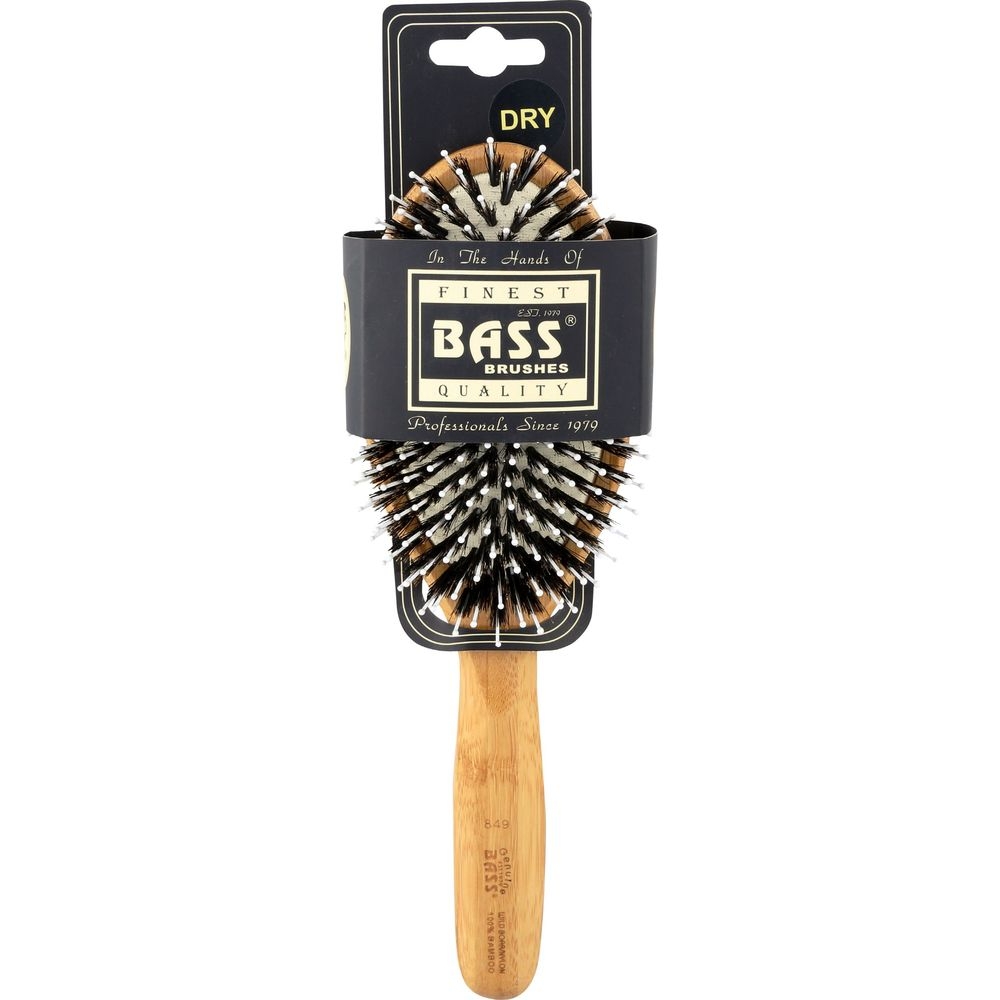 Bass Large Oval Hair Brush with Natural Wild Boar Bristle Plus Nylon Pin