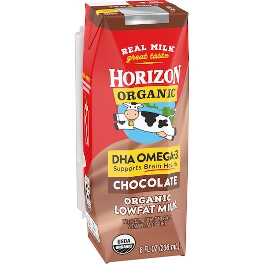 Horizon Organic DHA 1 Percent Low Fat Chocolate Milk, 8 Fluid Ounce -- 12 per case.