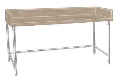 Advance Tabco Wood Top Table With Coved Riser, Open Galvanized Base, 36 X 72 Inch