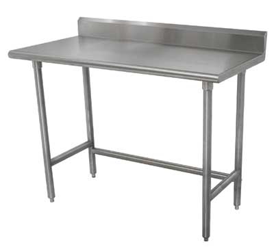 Standard Stainless Steel Work Table, 5 inch Back Splash With Galvanized Legs, Open Base, 36 x 84 inch.