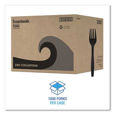 Boardwalk Black Heavyweight Wrapped Polypropylene Cutlery Fork -- 1000 per case