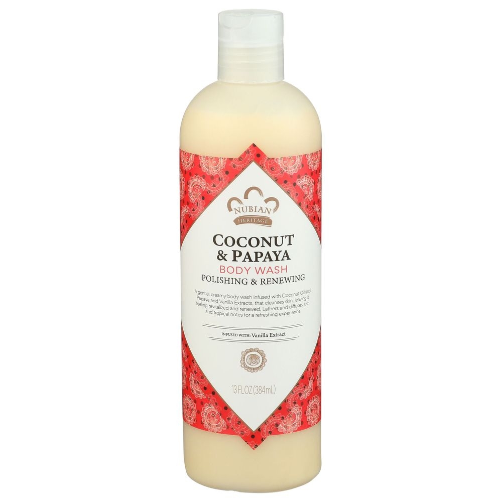 Nubian Heritage Coconut and Papaya Body Wash, 13 Fluid Ounce
