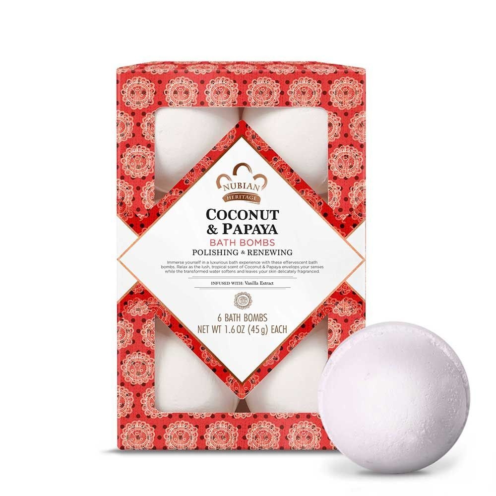 Nubian Heritage Coconut and Papaya Bath Bomb, 1.6 Ounce -- 12 per case