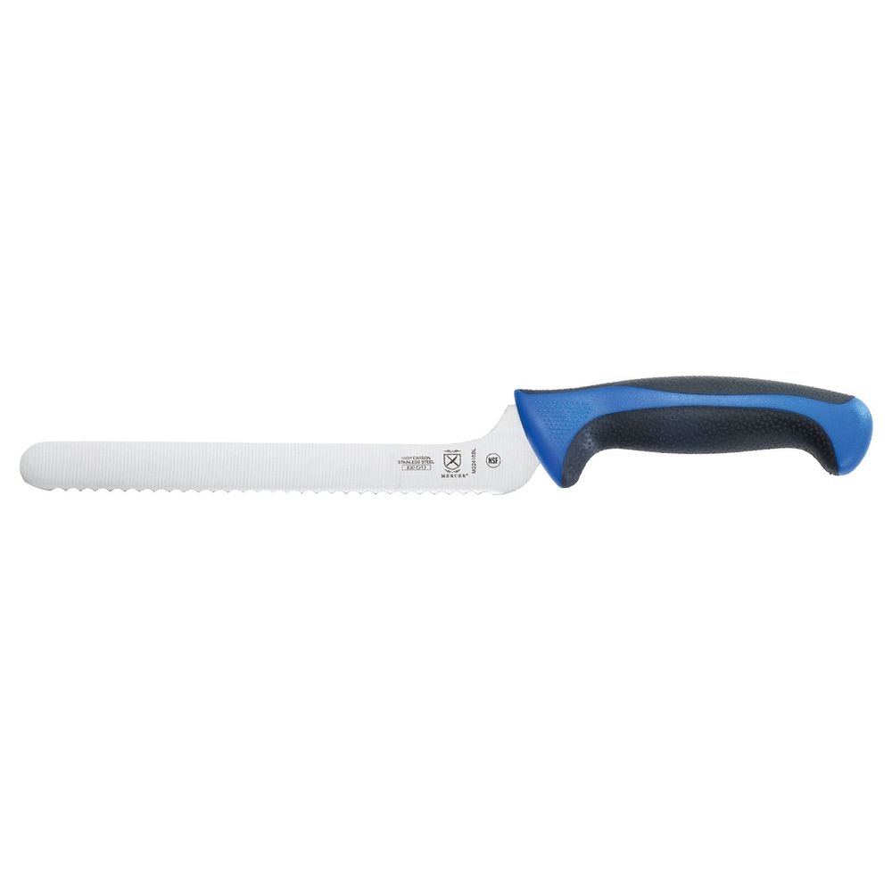 Mercer Culinary Millennia Colors Blue Offset Wavy Edge Bread Knife, 8 inch