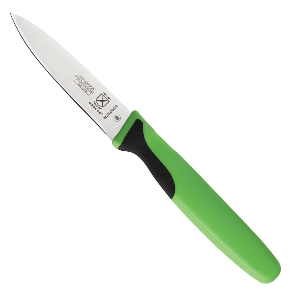 Mercer Culinary Millennia Slim Paring Knife with Green Handle, 3 inch