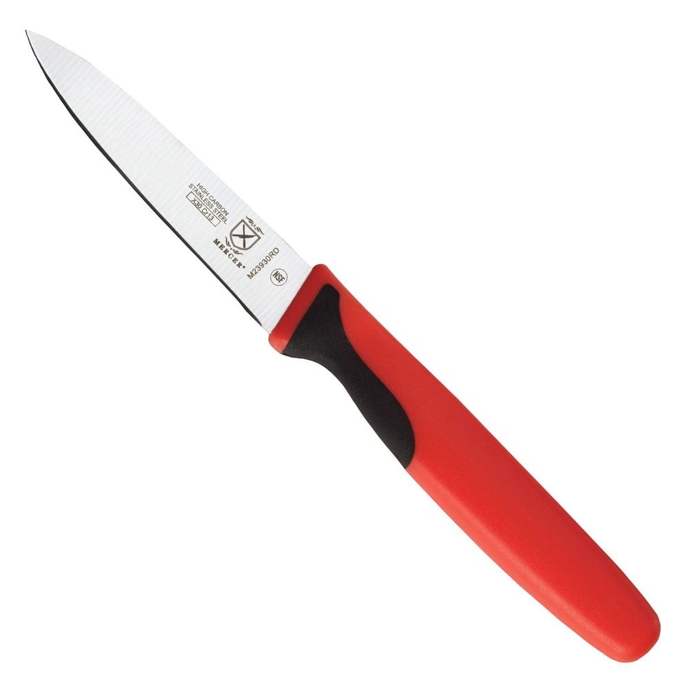 Mercer Culinary Millennia Slim Paring Knife with Red Handle, 3 inch