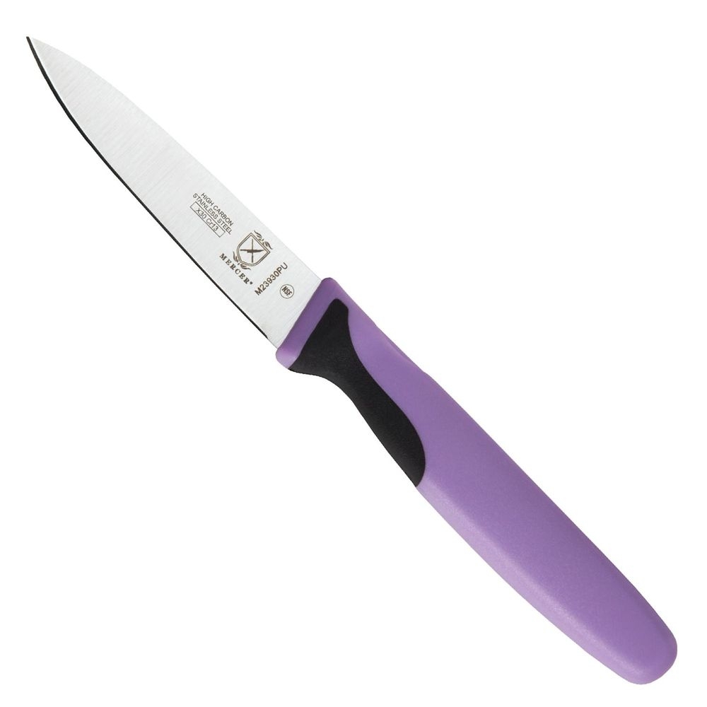 Mercer Culinary Millennia Slim Paring Knife with Purple Handle, 3 inch