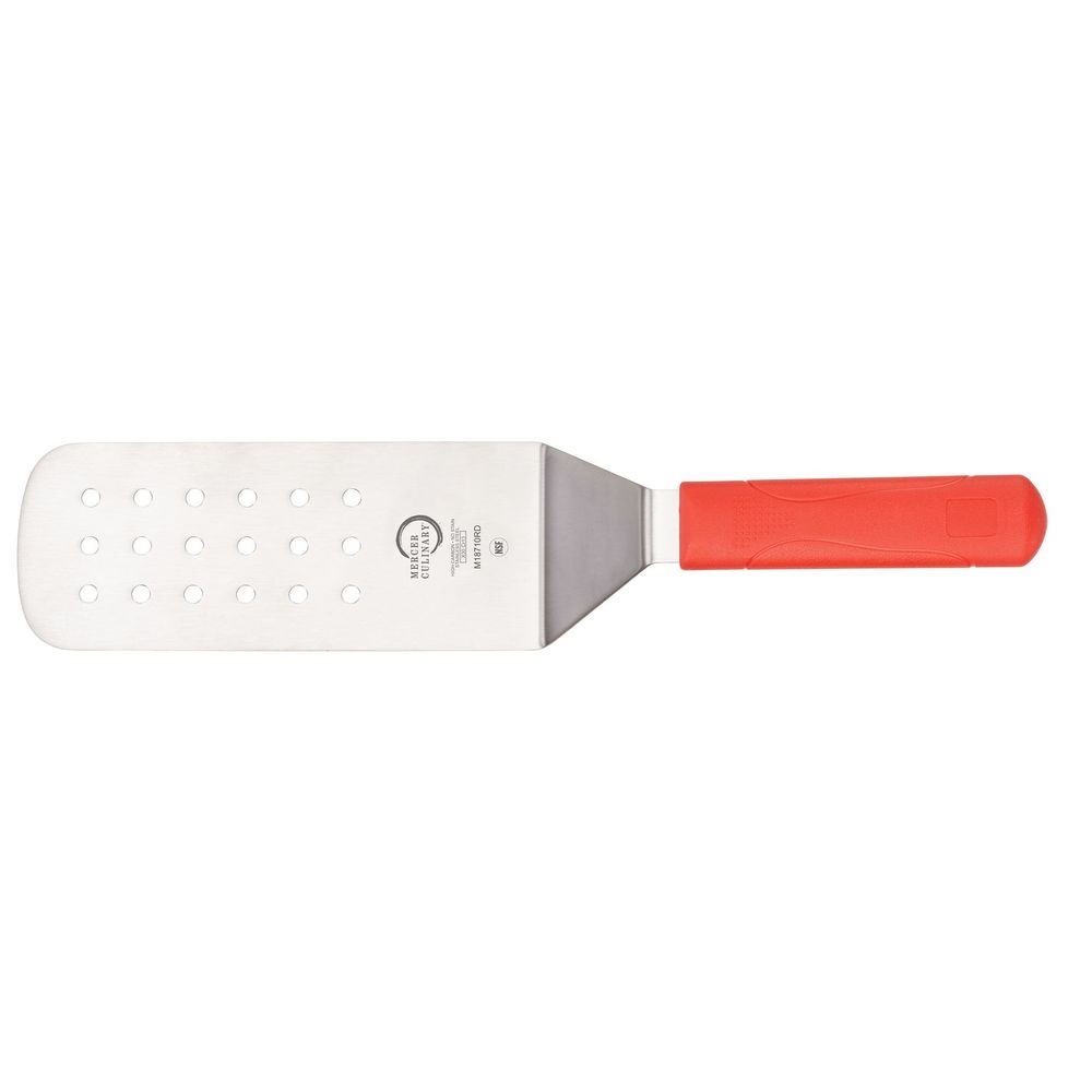 Mercer Culinary Millennia Perforated Turner with Red Handle, 8 x 3 inch