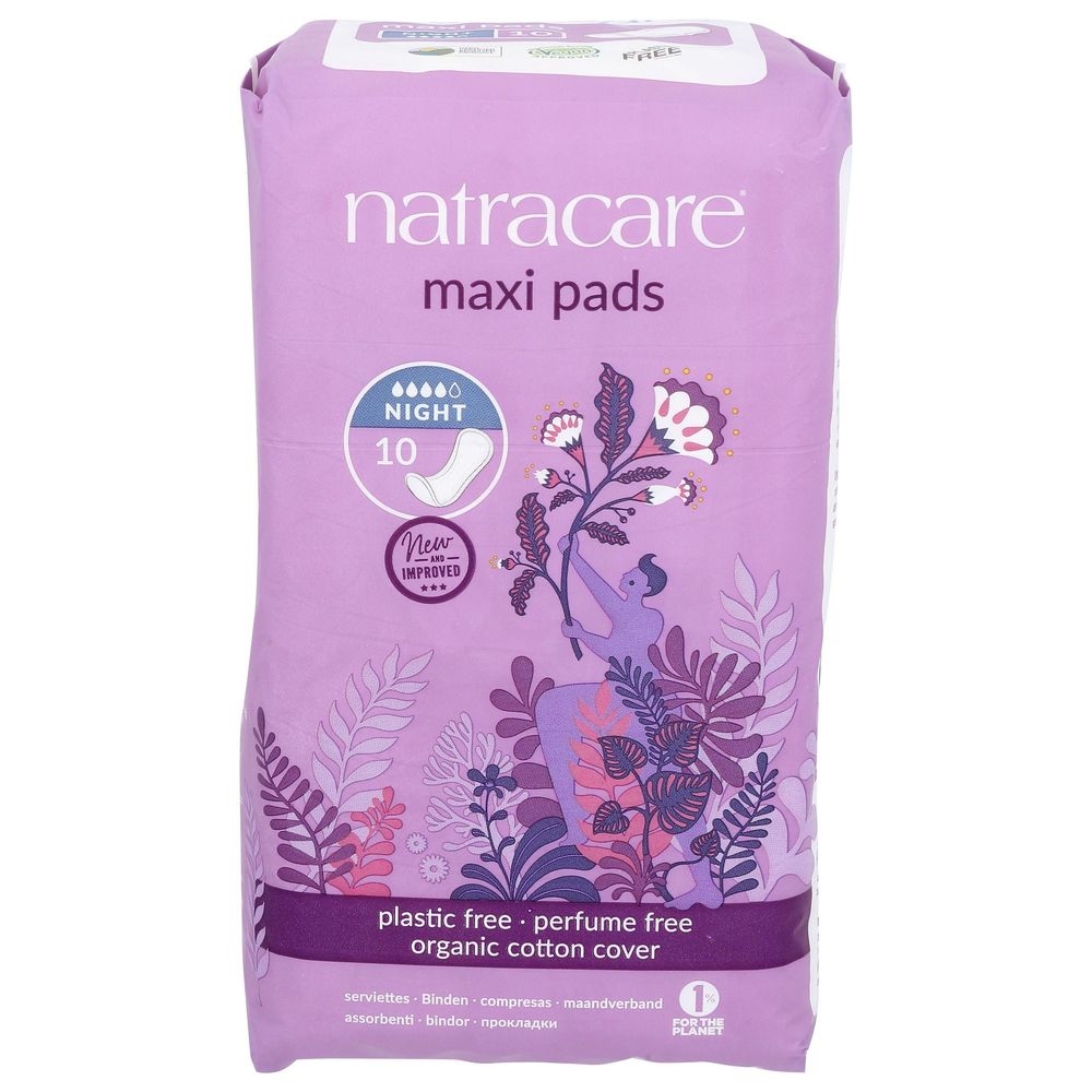 Natracare Night Time Maxi Pad, 10 count