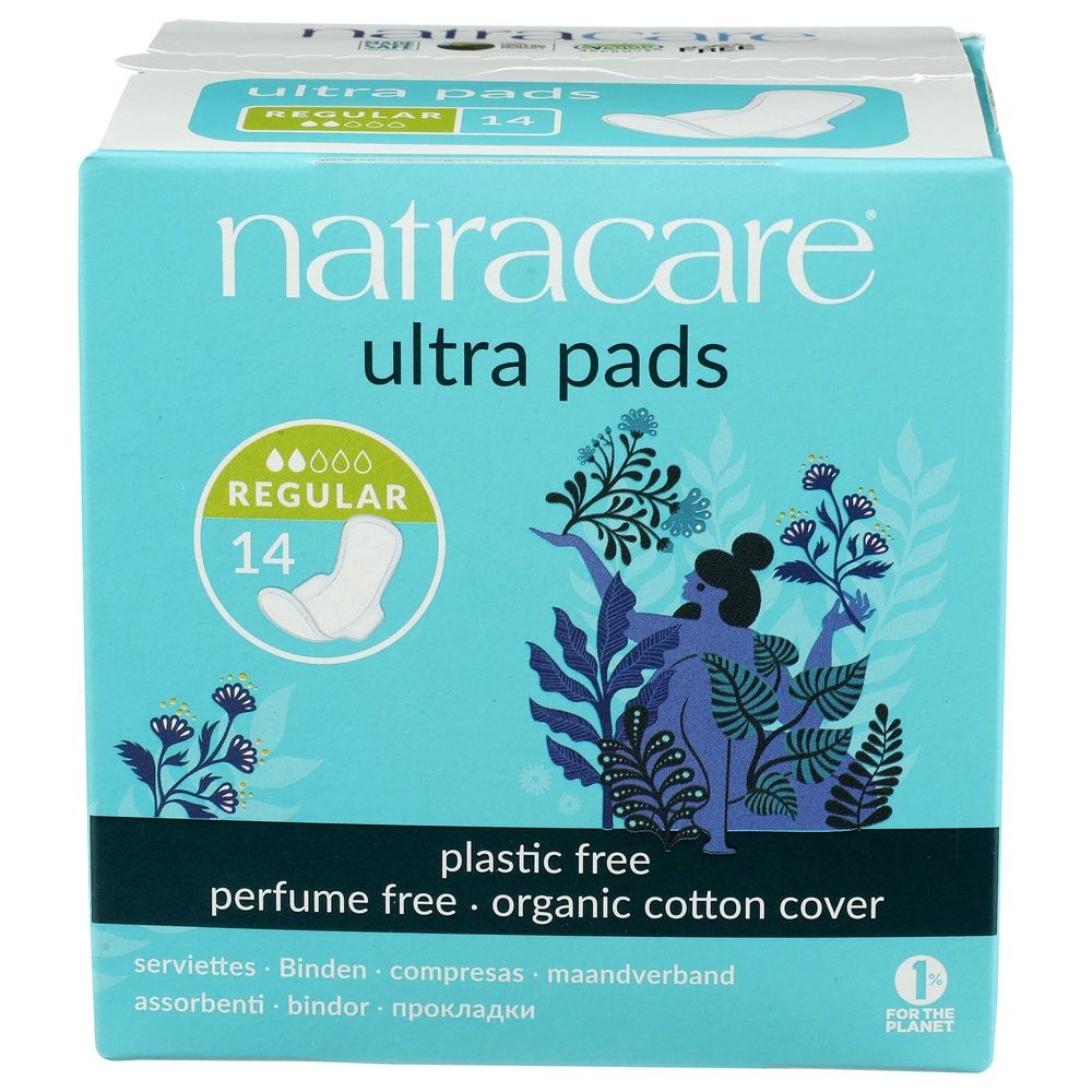 Natracare Regular Ultra Pad with Wings, 14 count