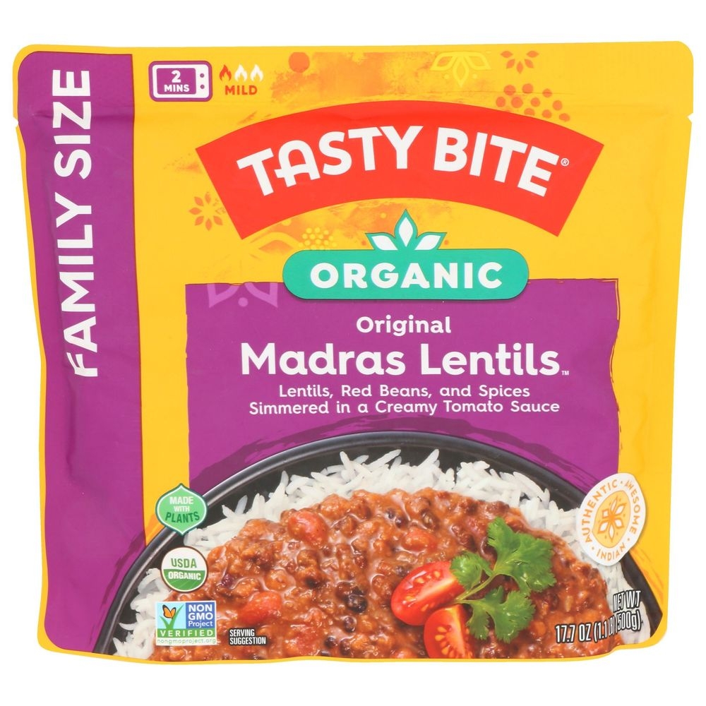 Tasty Bite Organic Original Madras Lentils - Family Size, 17.7 Ounce -- 6 per case