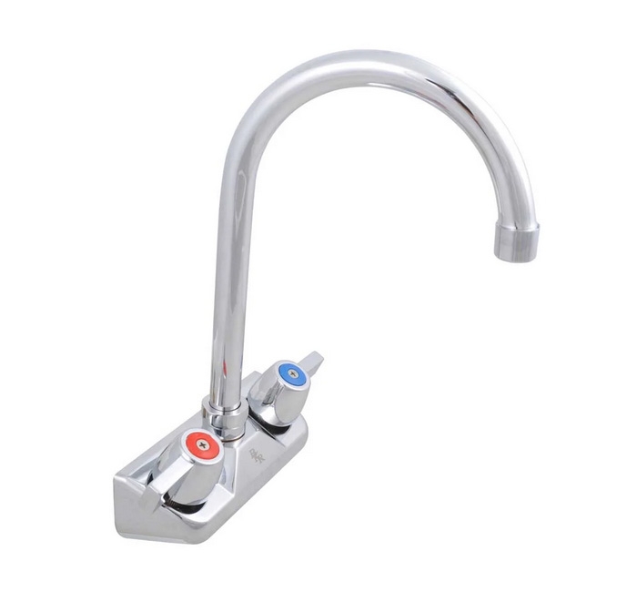 BK Resources Workforce Standard Duty 4 inch On Center Splash Mount Faucet with 5 inch Gooseneck Spout