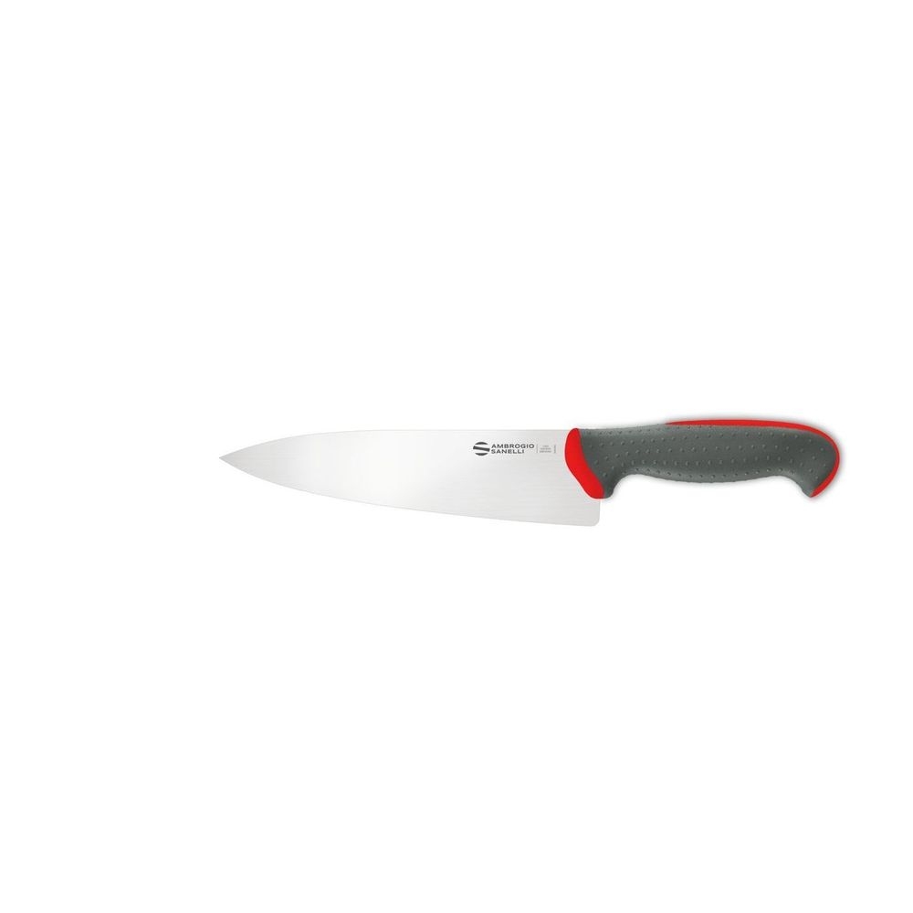 Ambrogio Sanelli Tecna Red Chef Knife with Semi Polished Blade Finishing, 8 inch