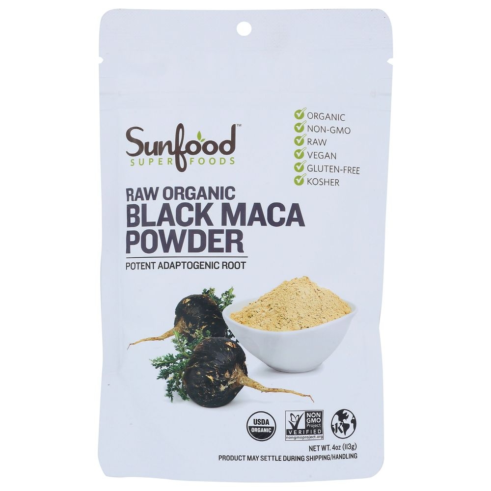 Sunfood Organic Black Maca Powder, 4 Ounce