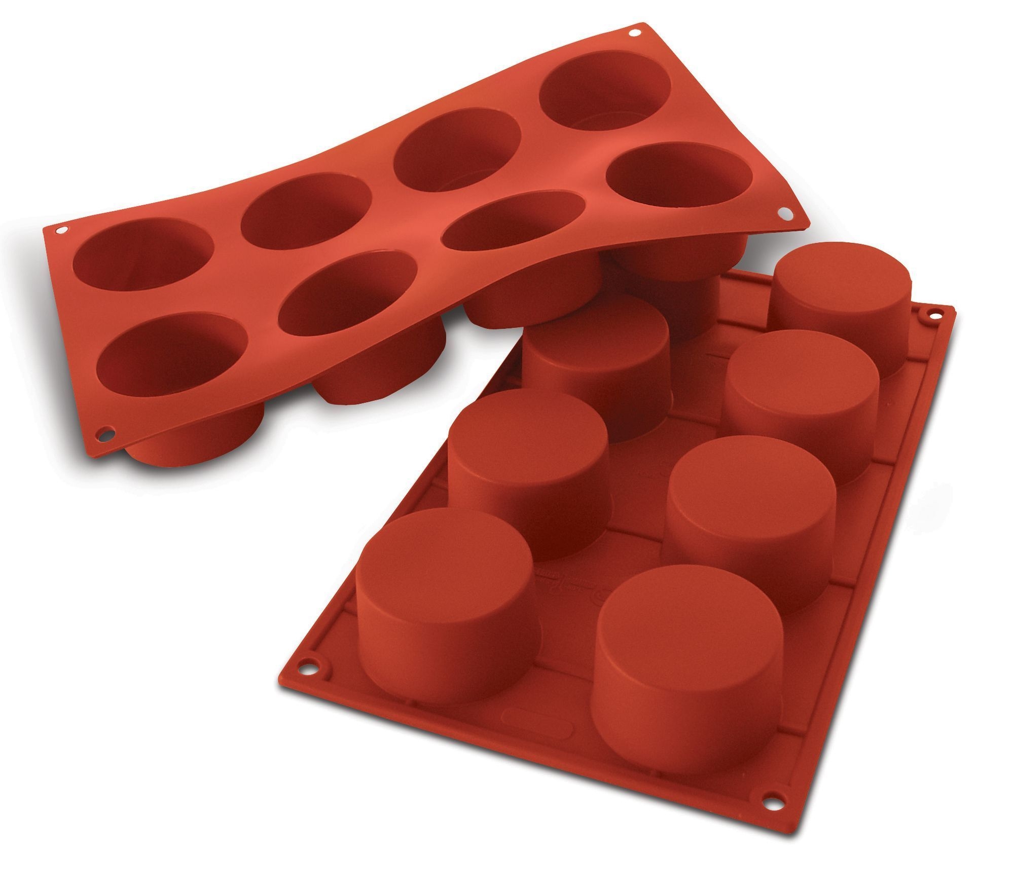Silikomart SiliconFlex 8 Cavities Cylinder Mold, 2.48 inch Diameter x 1.57 inch Height Cavity