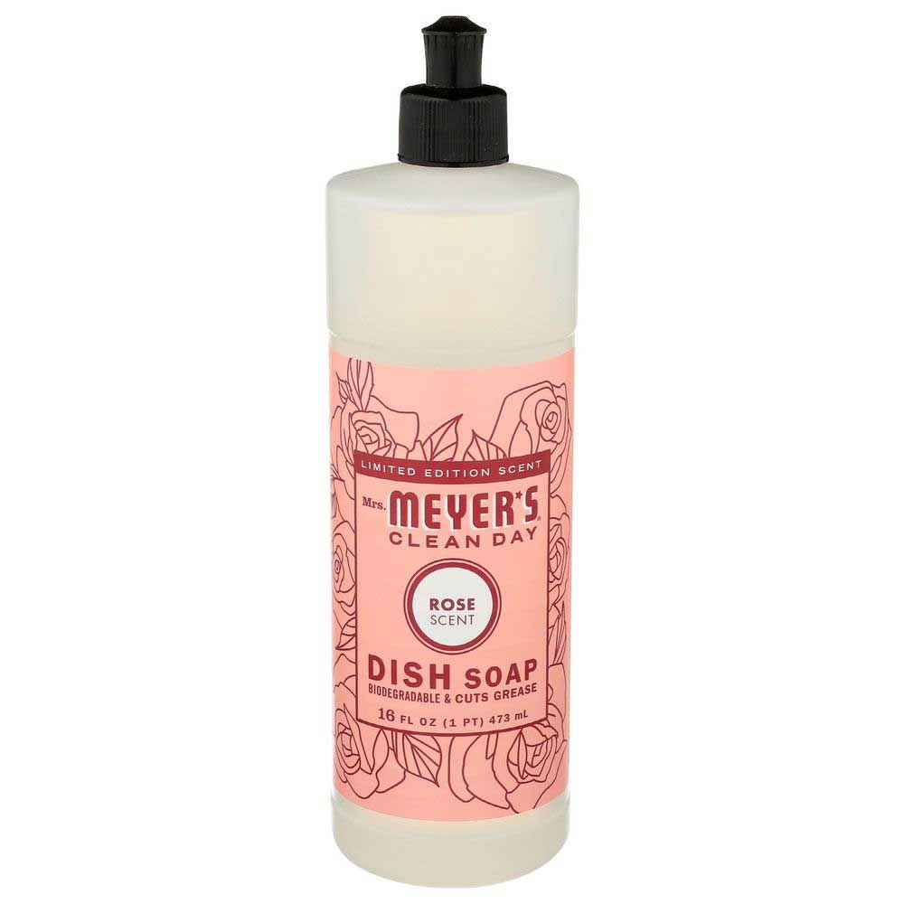 Mrs Meyers Rose Scent Liquid Dish Soap, 16 Fluid Ounce -- 6 per case