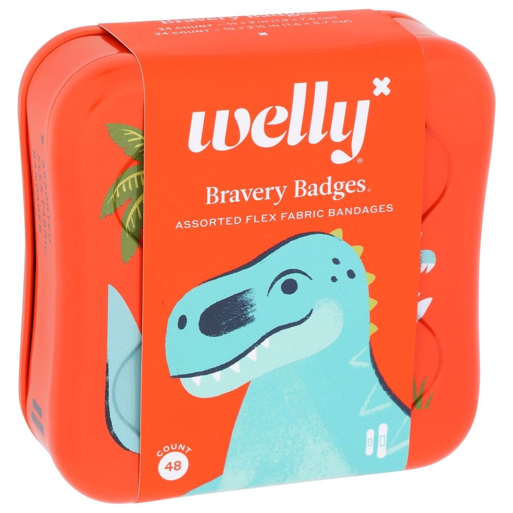 Welly Dinosaur Assorted Flex Fabric Bravery Bandages, 48 count