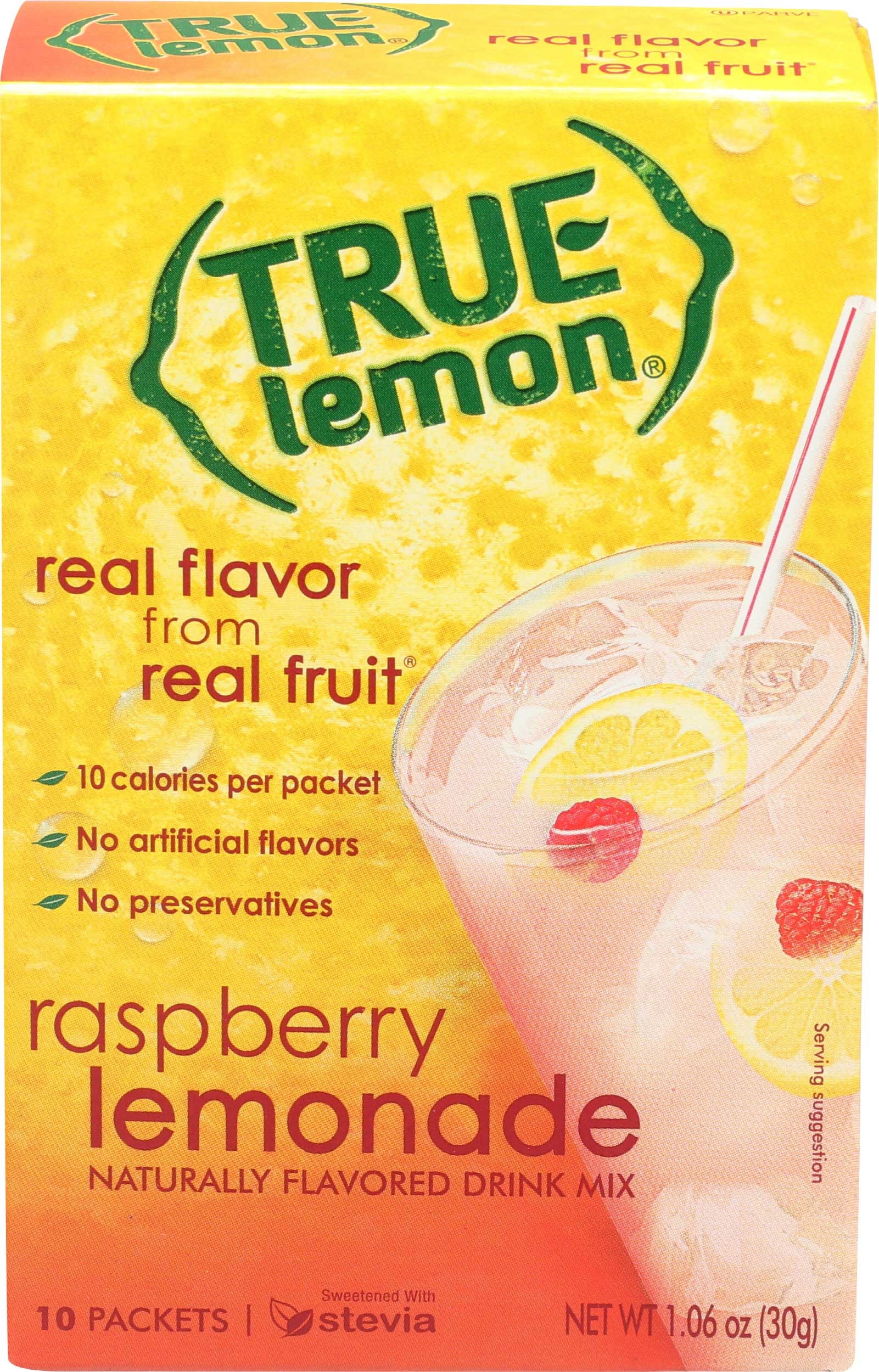 True Lemon Raspberry Lemonade Naturally Flavored Drink Mix, 10 count per pack -- 12 per case