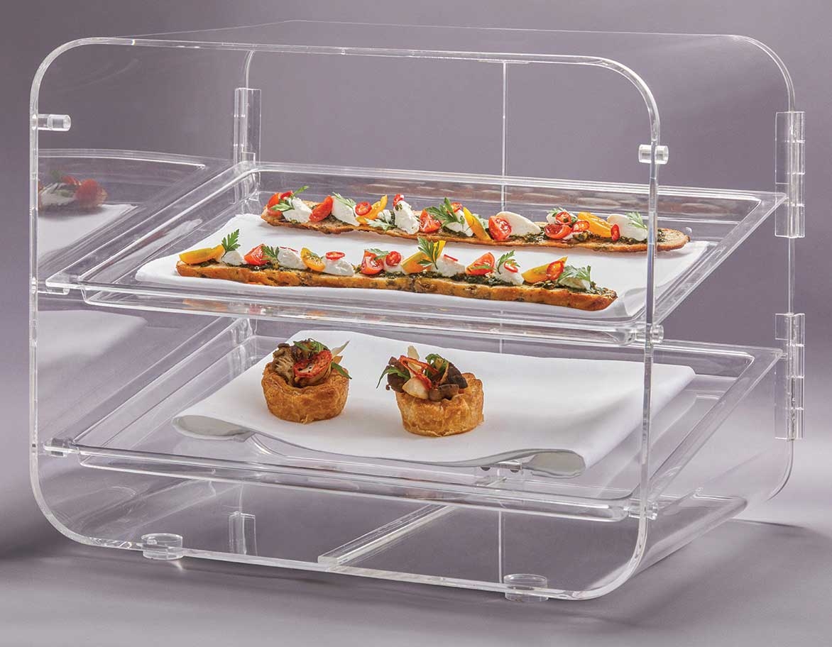 Rosseto Lucid Large Square Acrylic Bakery Box with Two Tray, 19 x 15.13 x 15.13 inch