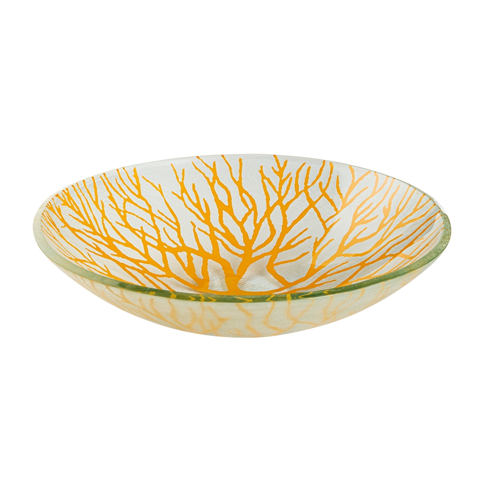 Rosseto Kalderon Radici Mustard 11 inch Round Handmade Glass Bowl, set of 2