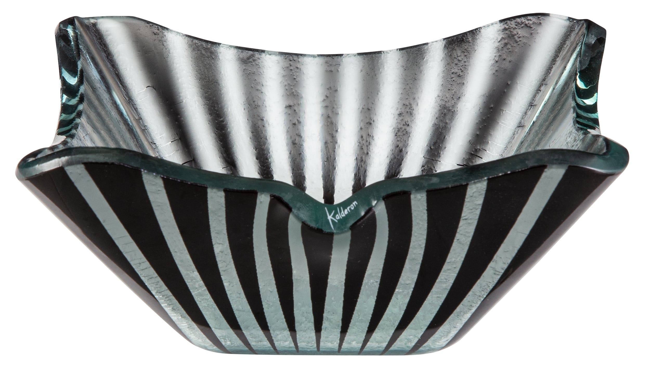 Rosseto Kalderon Stelo Black 7 inch Square Handmade Glass Bowl, set of 6