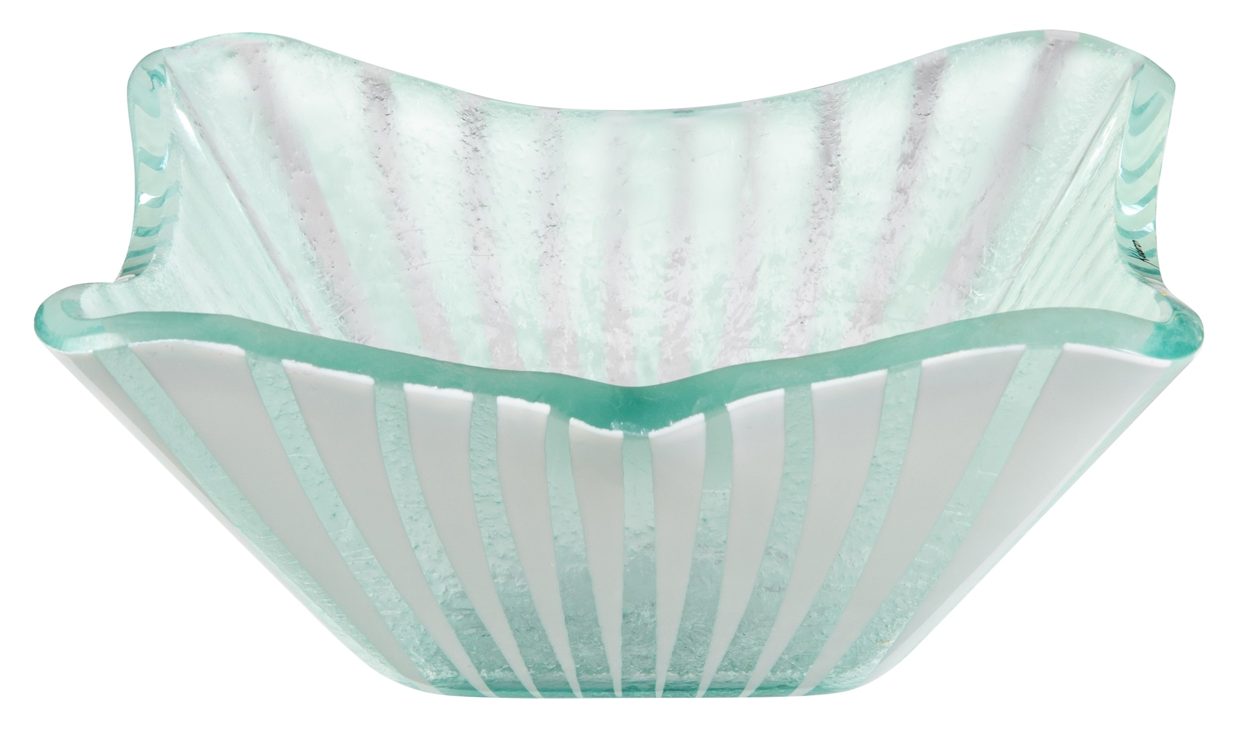 Rosseto Kalderon Stelo White 7 inch Square Handmade Glass Bowl, set of 6