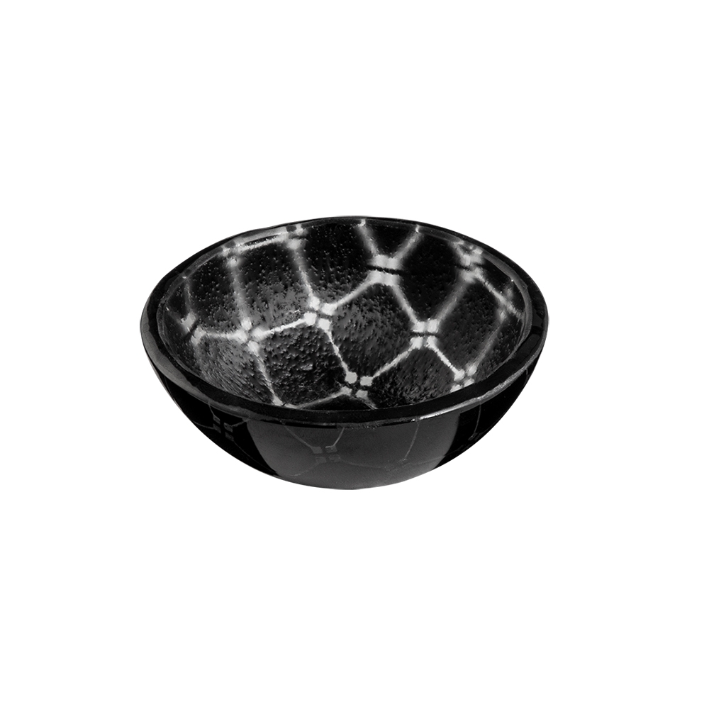 Rosseto Kalderon Zenit Black Mini Round Deep Handmade Glass Bowl, set of 12