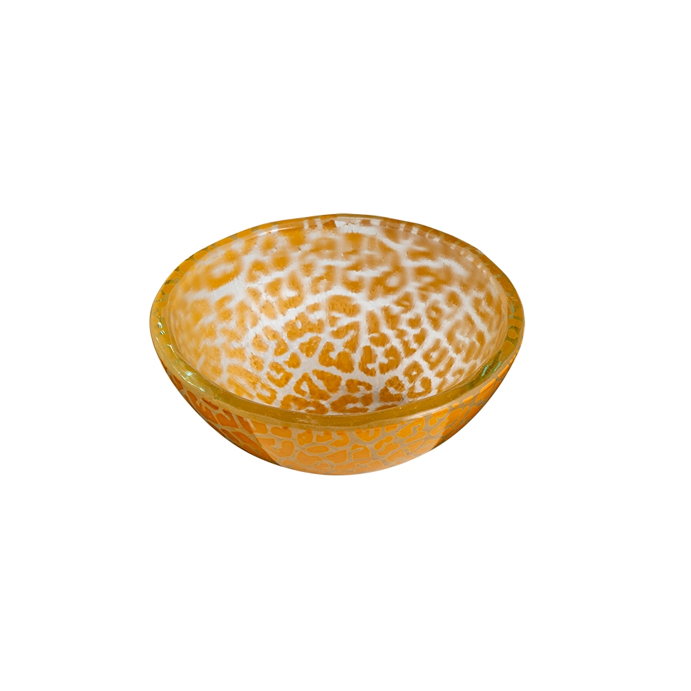 Rosseto Kalderon Foglia Mustard Mini Round Deep Handmade Glass Bowl, set of 12