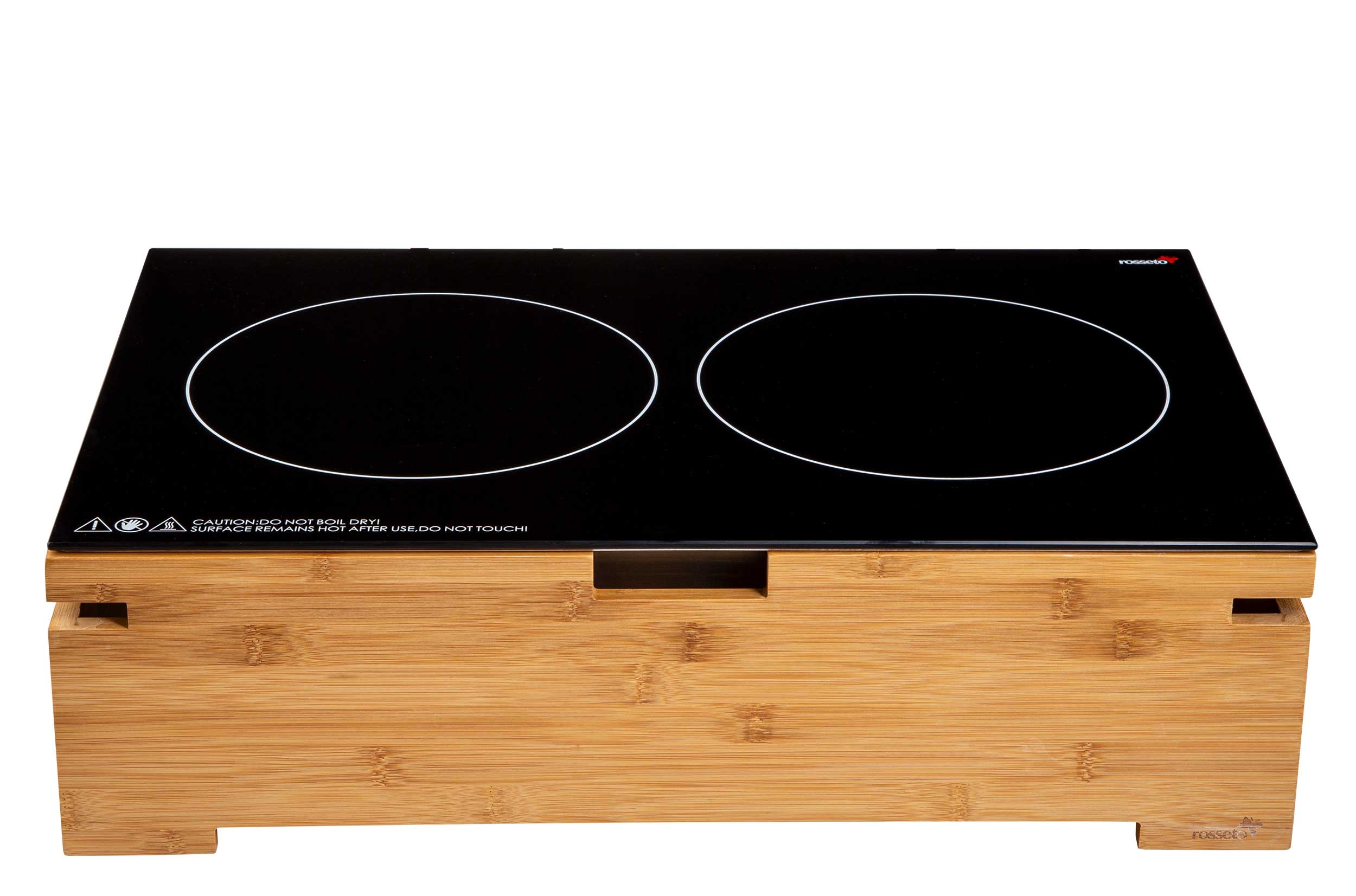 Rosseto Multi Chef 120 Volt 60 Hertz Double Touch Top Induction Heater with Bamboo Base, 22.63 Ã— 14.60 Ã— 6.5 inch